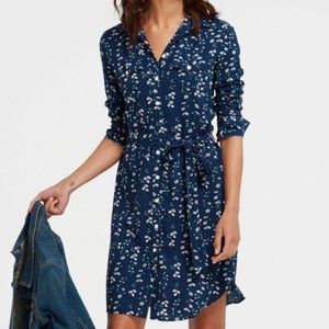 Draper James blue Daisy Vine belted shirt dress